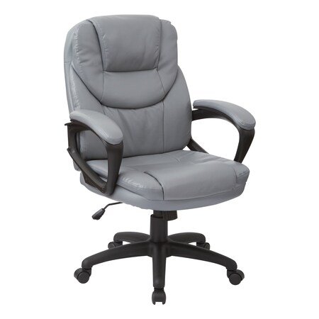 Office Star Products FL Series Faux Leather Manager Chair, Charcoal FL660-u42