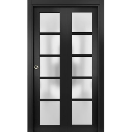 Sartodoors Sliding Closet Bi-fold Doors Black Solid Core Modern Interior QUADRO4002BF-BLK-64 x 80 (2* 32x80)