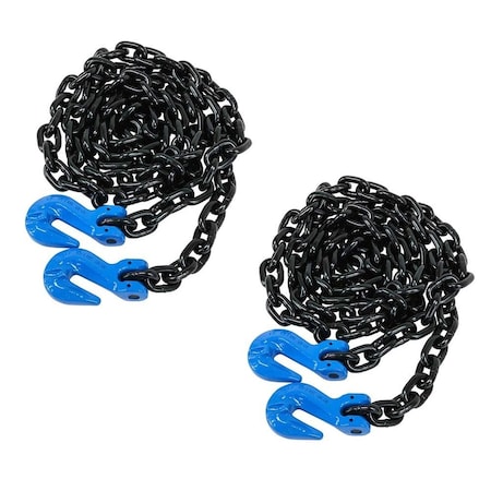 Mytee Products 3/8in x 20ft G100 High Grade Transportation Chain w/ Grab Hooks, 2PK CH3820-G100x2
