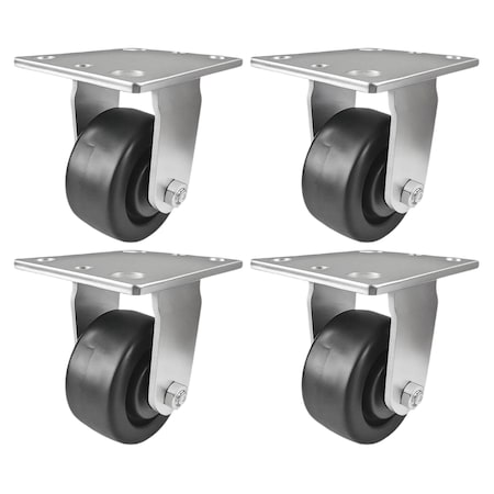 Hyw Products Heavy Duty Caster Set 4in Plastic Wheels, 4 Rigid, 4PK 40-40R-A1-HP-4