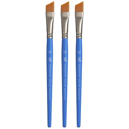 Princeton Select Artiste Angle Shader Brush, Synthetic, Short Handle Mixed Media, Size 1/2 inch, 3PK P3750AS050
