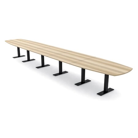 Skutchi Designs Arc Boat Conference Table With Power, 48 in W, 264 in L HAR-ABOT-48X264-T.BK-K525-NA