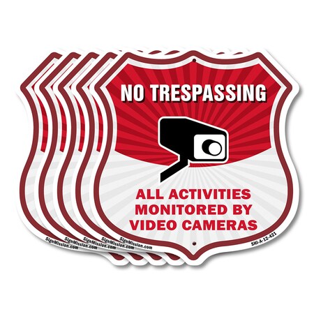 Signmission No Trespassing Shield Sign All Activitie, 12 inch X 12 inch, Aluminum Metal Sign, 5PK SHI-A-5Pack-12-421