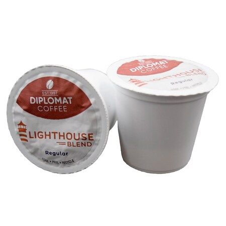 Diplomat Coffee Lighthouse Regular DC-Cup.  10 Gram Medium, Breakfast Blend roast.  100% Arabica.  96cs, 96PK C-DCCUP-LH96-10R