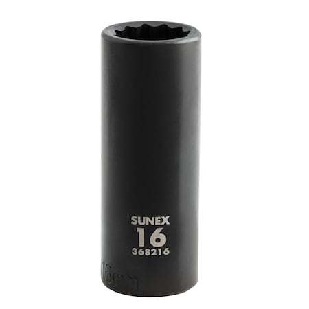 Sunex 3/8 in Drive 16Mm 12-Point Deep Impact Socket 368216