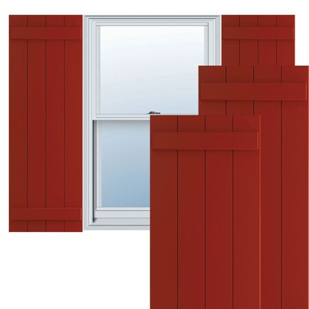 Ekena Millwork True Fit PVC Four Board Joined Board-n-Batten Shutters, Fire Red, 21 1/2W x 37H, PR TFP101BBF21X037BR