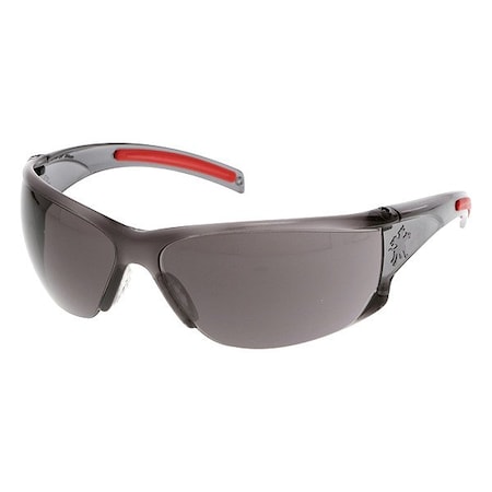 Mcr Safety Hulk HK1, Safety Glasses, Anti-Fog, Gray Lens, Smoke/Red Frame, Frameless, 1 PR HK112AF