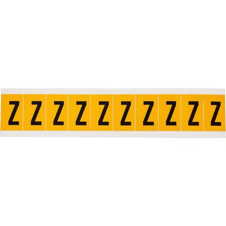 Brady Outdoor Vinyl 1 in Black on Yellow Letters Z Card of 10 Labels, 10PK 1530-Z