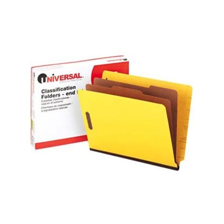 Universal Pressboard End Tab Classification Folders, Letter, Six-Section, Yellow, 10/Box 10319