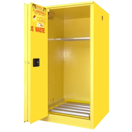 Securall Hazardous Waste Drum Storage Cabinet, 60 Gallon, 1 Shelves, 34 in W x 65 in H x 34 in D, Yellow W2040