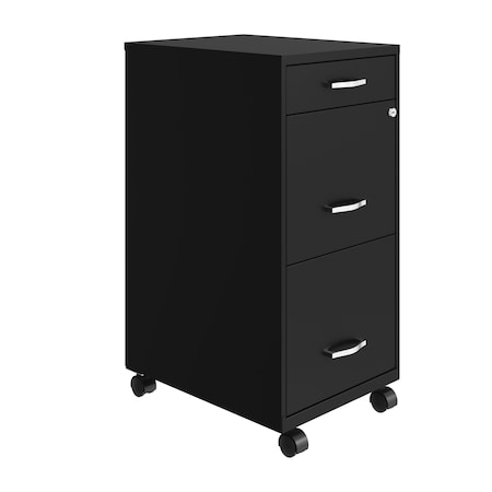 Space Solutions 14.25 in W 3 Drawer Mobile Vertical File Cabinet, Black 24505
