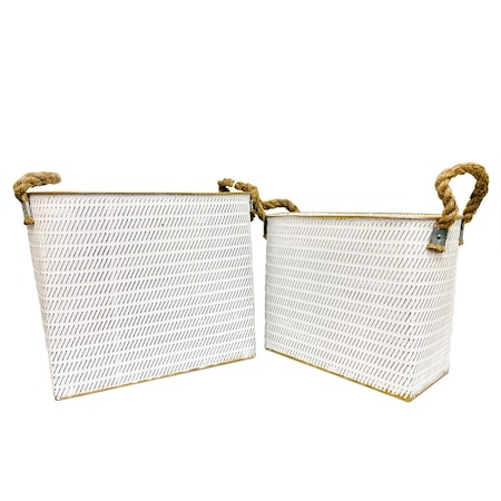 Homeroots Set of Two White Metal Basket, 2PK 636142