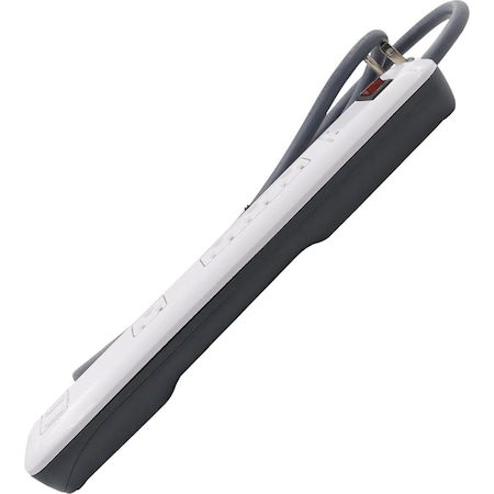 Prime Wire & Cable 4-Outlet 1200J White Surge Protector Strip with USB Charger & Right Angle Plug PB505104