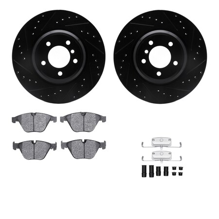 Dynamic Friction Co DFC Rotors-Drilled & Slotted-Black w/ EURO 5000 Ceramic Brake Pads Incl Hdw 8612-31072