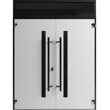 Vdomdoors Front Exterior Prehung Aluminum Double Doors Ronex0162 Red Oak Top Transom Mirrored Clear Glass Top RONEX0162DEXD-RED-W72xH80+16-LH-O