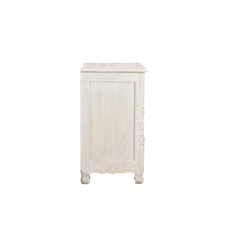 Homeroots 30" White Solid Wood Distressed Three Drawer Nightstand 521193