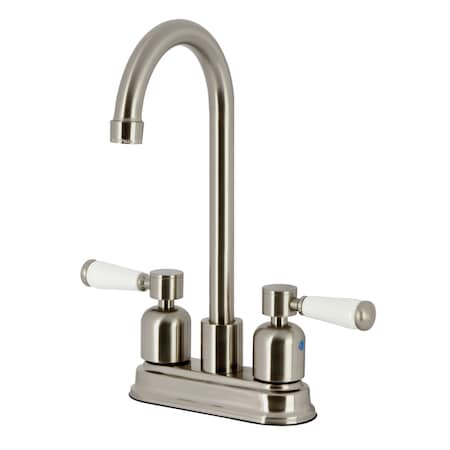 Kingston Brass Double-Handle 4" Centerset High-Arc Bar Faucet, Brushed Nickel FB8498DPL