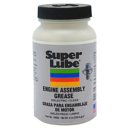 Super Lube General Purpose Lubricant, 8 oz, Jar, Synthetic Base, 450 Degrees F Max Op Temp, White, ENGINE ASSEMBLY Series 19008