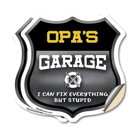 Signmission Opa's Garage I Can Fix Everything But Stupid, 4 inch X 4 inch, Vinyl Decal, 2PK SHI-D-2PACK-4-490-OPA