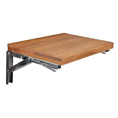 Homeroots 30" Brown Premium Wall Mount Teak Shower Bench 402209