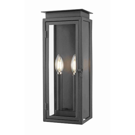 Z-Lite Nova 2 Light Outdoor Wall Light, Black/Clear, 5.5 In W x 16.5 In H 5018S-BK