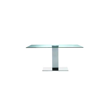 Homeroots 63 X 35 X 30 Clear Glass Stainless Steel Dining Table 320785