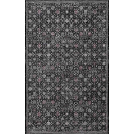 Jonathan Y Petunia Distressed All-Over Floral Border Non-Slip Machine-Washable Charcoal/Red 8ft x 10ft Area Rug PTN102B-8