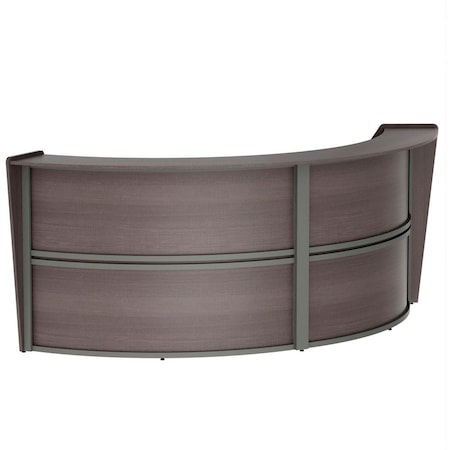 Linea Italia Curved Reception Desk with Counter, 2 Units, 124 inW x 49 inD, Mocha ZUT296