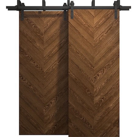 Sartodoors Sliding Closet Barn Bypass Doors 36 x 80 inches, Ego 5005 Cognac Oak Veneer, Modern 6.6ft Rails Ha EGO5005BBB-DKO-36