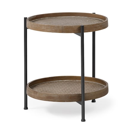 Homeroots 19" Brown Solid Wood Round End Table 393186
