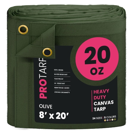 Protarp 8 ft. x 20 ft., 20 Oz, Olive, Polyester PT-403-8X20