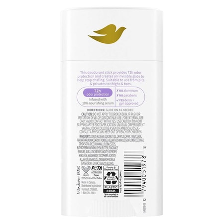 Dove Coconut and Vanilla Anti Chafe Whole Body Deodorant Stick, 2.6 Ounce, 12PK 64790936