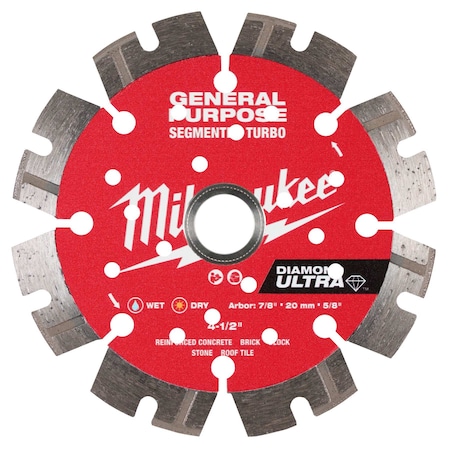 Milwaukee Tool 4-1/2" DIAMOND ULTRA Segmented Turbo, General Purpose Diamond Blade 49-93-7523