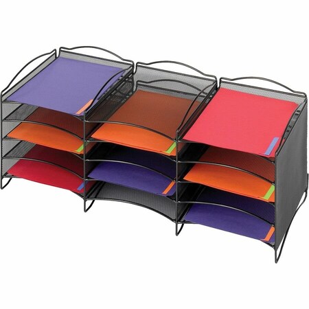 Safco Literature Organizer, Black, 12 Comp 9430BL