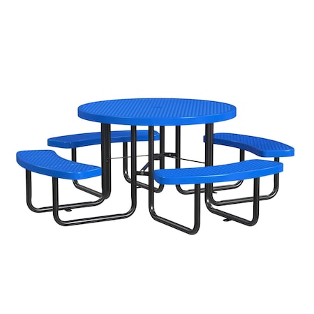 Leisure Craft Round Picnic Table, Blue, Surface Mount, 46 in T46ROSM-BLUE