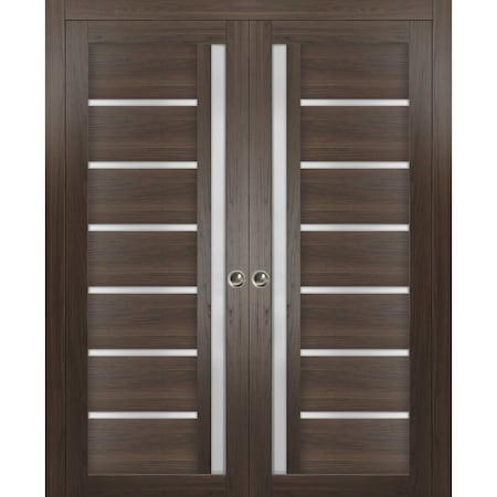 Sartodoors Sliding French Double Pocket Doors with Frosted Glass 56x96 (2* 28x96) Solid Core Modern Interior QUADRO4088DP-CA-5696