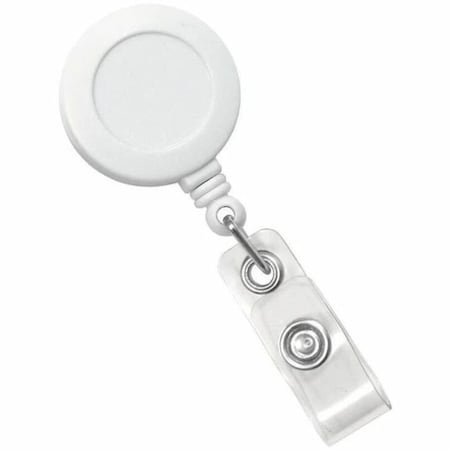 Brady BADGE REEL, WHITE, 1-1/4in 32MM, PLASTIC CLIP-ON BADGE REEL, CLEAR VINYL STRAP, NO 2120-3038