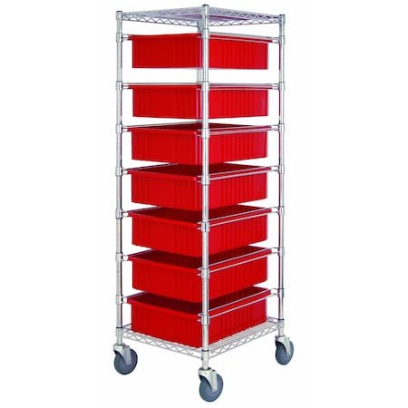 Quantum Storage Systems WIRE BIN CART W/7 RED BINS BC212469M1RD