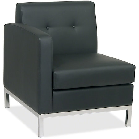 Office Star Collection: Wall Street Arm Chair, Black Seat, Black Back, 27" W 28-1/2" L 31" H, Leather Seat WST51LF-B18