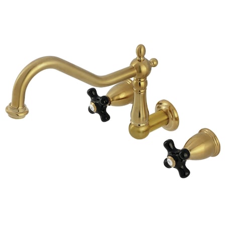 Kingston Brass Two-Handle Wall Mount Tub Faucet, Brushed Brass KS1027PKX
