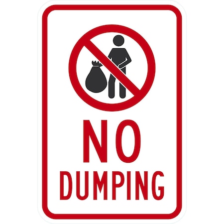 Lyle No Dumping (with Graphic), 12x18, Non-Reflective, White G-4490-NA_12x18