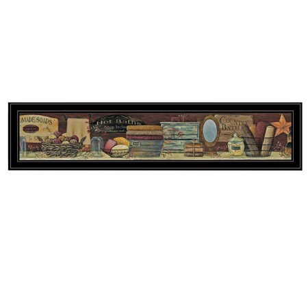 Homeroots Country Bath Shelf 3 Black Framed Print Bathroom Wall Art 404713