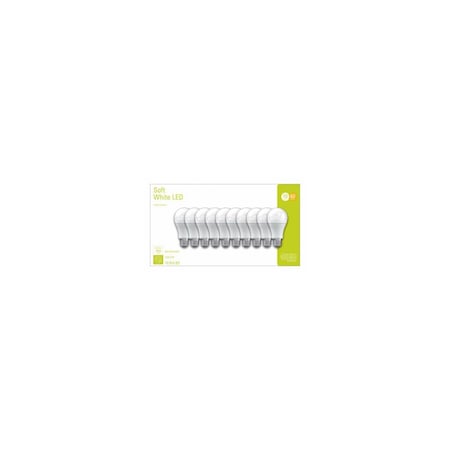 Ge LED Light Bulb A19 E26 Medium Soft White 60 Watt Equivalence Frosted, 10PK 93095552
