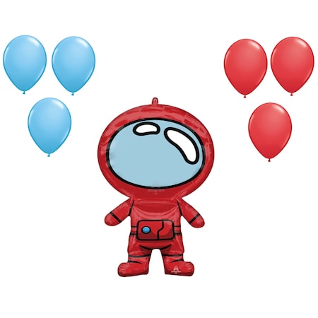 Loonballoon Space, Alien, Rocket Theme Balloon Set, 30 inch SPIES IN SPACE SUPERSHAPE and 6x latex balllons 43617-01-A-P