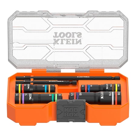 Klein Tools 1/4 in, 3/8 in Drive Impact Quad Flip Socket Set, SAE, 6 pcs 654QS