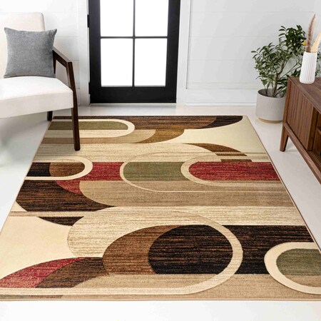 Jonathan Y Tamara Retro Abstract Arches Cream/Brown/Red 3 ft. x 5 ft. Area Rug UNQ102A-3