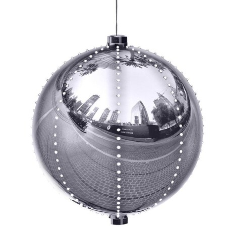 Santas Forest 60832 Ornament, 6 in H, Round Bulb, Plastic, Silver, Internal Light/Music: Internal Light 60831
