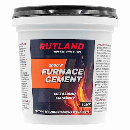 Rutland Black Furnace Cement, 16 fl oz Tub 64
