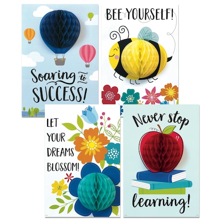 Creative Teaching Press Positive Mindset, 3D Pop, Inspire U, 4-Poster Set 10697