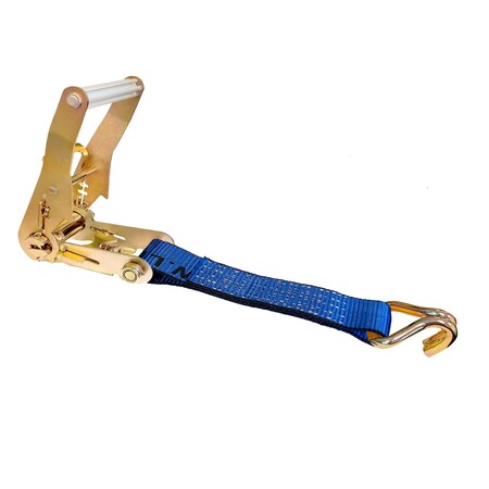 Tie 4 Safe 2'' x 12'' Fixed End w/ Ratchet and Wire J Hook. WLL: 3,333 LBS Blue RT04CK-501S-WH05-BU-C-1
